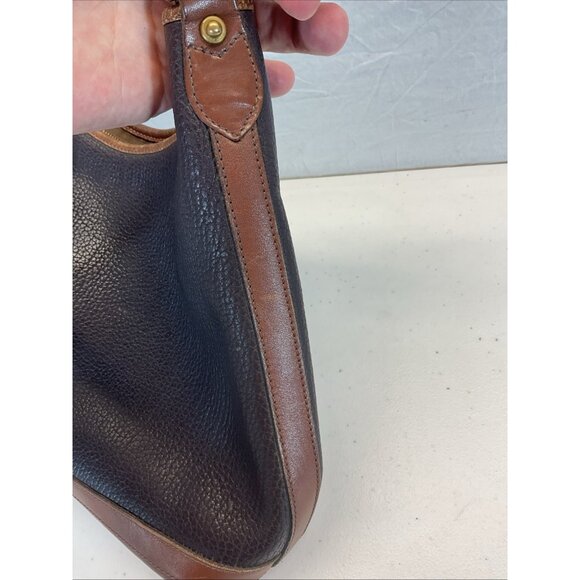 EUC VTG‎  Dooney & Bourke Black Tan Tumbled Pebbled Leather Hobo shoulder Bag - Picture 7 of 16